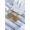 316L Çelik Gold Renk Lotus Model Kadın Küpe
