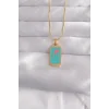 316L Çelik Gold Renk Mavi Mineli Tarot Kolye