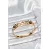 316L Çelik Gold Renk Minimal Yoncalı Kadın Kelepçe Bileklik