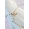 316L Çelik Gold Renk Pembe Zirkon Taşlı Kanatlı Kalp Model Şahmeran