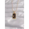 316L Çelik Gold Renk Siyah Mineli Yıldız Figür Tarot Kolye
