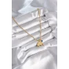 316L Çelik Gold Renk Top Zincir Model Fil Figür Nazar Boncuk Detay Kadın Kolye