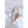 316L Çelik Gold Renk Yılan Model Zirkon Taş Detay Kadın Kelepçe