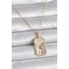316L Çelik Gold Renk Zincir Başak Burcu Zirkon Taşlı Kadın Kolye
