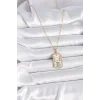 316L Çelik Gold Renk Zincir İkizler Burcu Zirkon Taşlı Kadın Kolye