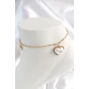 316L Çelik Gold Renk Zincir Model 3D İnci Kalp Model Kadın HalHal