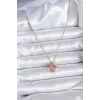 316L Çelik Gold Renk Zincir Pembe Kristal Kalp Model Zirkon Taş Detay Kadın Kolye