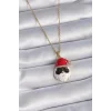 316L Çelik Gold Renk Zincir Zirkon Taşlı Yılbaşı Temalı Noel Baba Figür Kadın Kolye