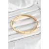 316L Çelik Gold Renk Zirkon Taşlı 65 mm Kadın Kelepçe Bileklik