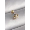 316L Çelik Gold Renk Zirkon Taşlı Çiçek Model Tragus Piercing