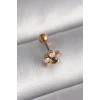 316L Çelik Gold Renk Zirkon Taşlı Çiçek Tragus Piercing