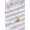 316L Çelik Gold Renk Zirkon Taşlı Kalp Model Vintage Kadın Kolye