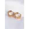 316L Çelik Gold Renk Zirkon Taşlı Minimal Model Halka Küpe