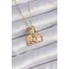 316L Çelik Gold Renk Zirkon Taşlı Sonsuzluk Kalp Figür Charm Model Kadın Kolye