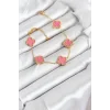 316L Çelik Gold Zincir Pembe Yonca Renk Bileklik