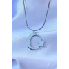316L Çelik Gümüş Renk Ay Yıldız Model Unisex Kolye