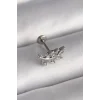 316L Çelik Gümüş Renk Dal Model Zirkon Taş Detaylı Tragus Piercing