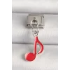 316L Çelik Gümüş Renk Kırmızı Müzik Nota Model Nomination Charm