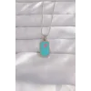 316L Çelik Gümüş Renk Mavi Mineli Tarot Kolye