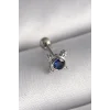 316L Çelik Gümüş Renk Mavi Zirkon Taşlı Tragus Piercing