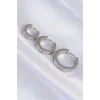 316L Çelik Gümüş Renk Model 3lü Halka Küpe
