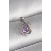 316L Çelik Gümüş Renk Mor Mineli Kalp Zirkon Taş Detay Tragus Piercing