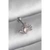 316L Çelik Gümüş Renk Pembe Mineli Kalp Zirkon Taş Detay Tragus Piercing