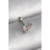 316L Çelik Gümüş Renk Pembe Zirkon Taşlı Kelebek Tragus Piercing