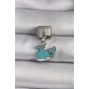 316L Çelik Gümüş Renk Sallantı Mavi Balina Model Nomination Charm