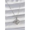 316L Çelik Gümüş Renk Zincir Zirkon Taşlı Pusula Model Kadın Kolye