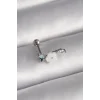316L Çelik Gümüş Renk Zirkon Taş Detay Beyaz Çiçek Model Tragus Piercing