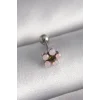316L Çelik Gümüş Renk Zirkon Taşlı Çiçek Tragus Piercing