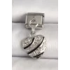 316L Çelik Gümüş Renk Zirkon Taşlı Kalp Model Nomination Charm
