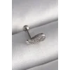 316L Çelik Gümüş Renk Zirkon Taşlı Kanat Tragus Piercing