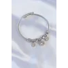 316L Çelik Gümüş Renk Zirkon Taşlı Model Charm Bileklik