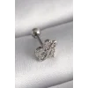 316L Çelik Gümüş Renk Zirkon Taşlı Sonsuzluk Detay Tragus Piercing