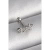 316L Çelik Gümüş Renk Zirkon Taşlı Yonca Tragus Piercing