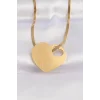 316L Çelik İtalyan Zincir Altın Renk Düz Plaka Kalp Kolye