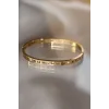 316L Çelik Roma Rakamlı Gold Renk Bilezik Kelepçe
