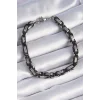 316L Çelik Siyah Gümüş Renk Kral Zincir Model Erkek Bileklik