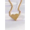 316L Çelik Zincir Altın Renk Düz Plaka Kalp Kolye