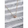 316L Çelik Zincir Gold Renk Pembe Zirkon Taşlı Charm Kadın Kolye