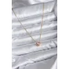 316L Çelik Zincir Gold Renk Pembe Zirkon Taşlı Charm Kadın Kolye
