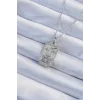 316L Çelik Zincir Gümüş Renk Lila Zirkon Taşlı Tarot Kolye
