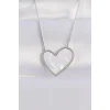 316L Çelik Zincir Gümüş Renk Mermer Desenli Kalp Kolye