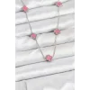 316L Çelik Zincir Gümüş Renk Pembe Baby Boy Yonca Kadın Kolye