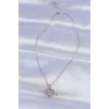 316L Çelik Zincir Gümüş Renk Pembe Zirkon Taşlı Eros Kolye