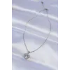 316L Çelik Zincir Gümüş Renk Zirkon Taşlı Charm Kalp Kolye