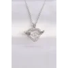 316L Çelik Zincir Gümüş Renk Zirkon Taşlı Kanatlı Kalp Kolye