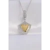 316L Çelik Zincir Gümüş Renk Zirkon Taşlı Tasarım Altın Renk Kalp Kolye